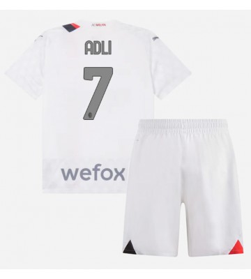 AC Milan Yacine Adli #7 Replika Babytøj Udebanesæt Børn 2023-24 Kortærmet (+ Korte bukser)